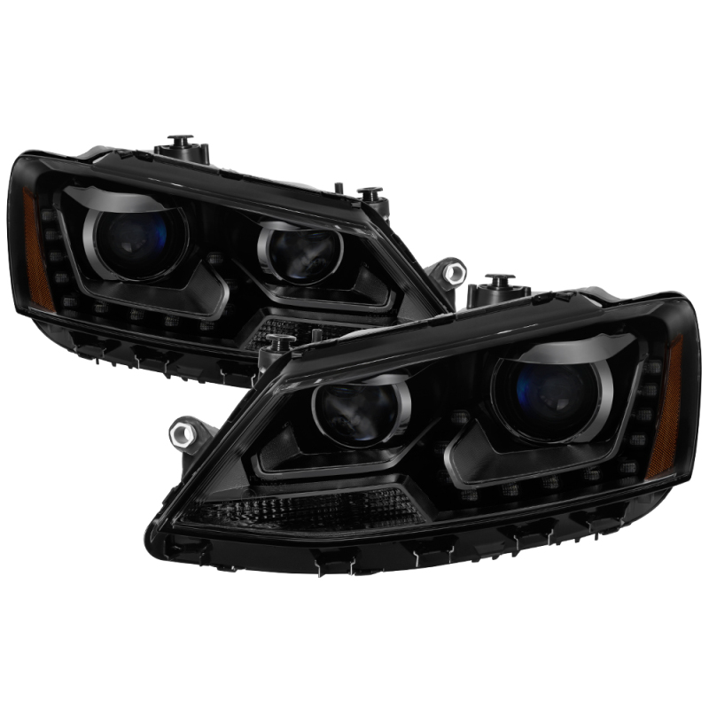 Volkswagen Jetta Headlights - SPYDER - DRL Projector - Black Smoked - `11-`14