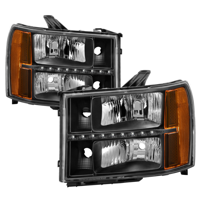 GMC Sierra Headlights - SPYDER - xTune with Daytime LED Running Light - Black - `07-`13 GMC Sierra Headlights - SPYDER - xTune with Daytime LED Running Light - Black - `07-`13
