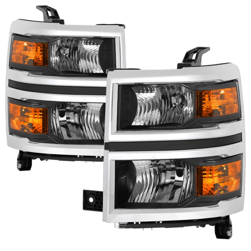 Chevrolet Silverado 1500 Headlights - SPYDER - OEM Style with Chrome Trim - Black - `14-`15 Chevrolet Silverado 1500 Headlights - SPYDER - OEM Style with Chrome Trim - Black - `14-`15