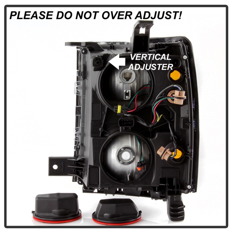 Chevrolet Silverado 1500 Headlights - SPYDER - OEM Style with Chrome Trim - Black - `14-`15