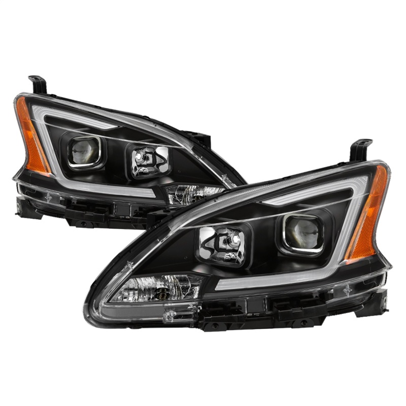 Nissan Sentra Headlights - SPYDER - DRL LED Light Bar Halogen Projector - Black - `13-`15 Nissan Sentra Headlights - SPYDER - DRL LED Light Bar Halogen Projector - Black - `13-`15