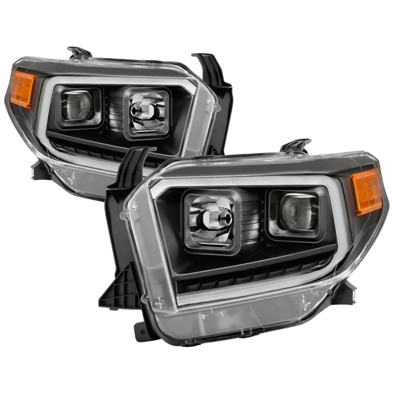 Toyota Tundra Headlights - SPYDER - DRL LED Light Bar Projector - Black - `14-`17
