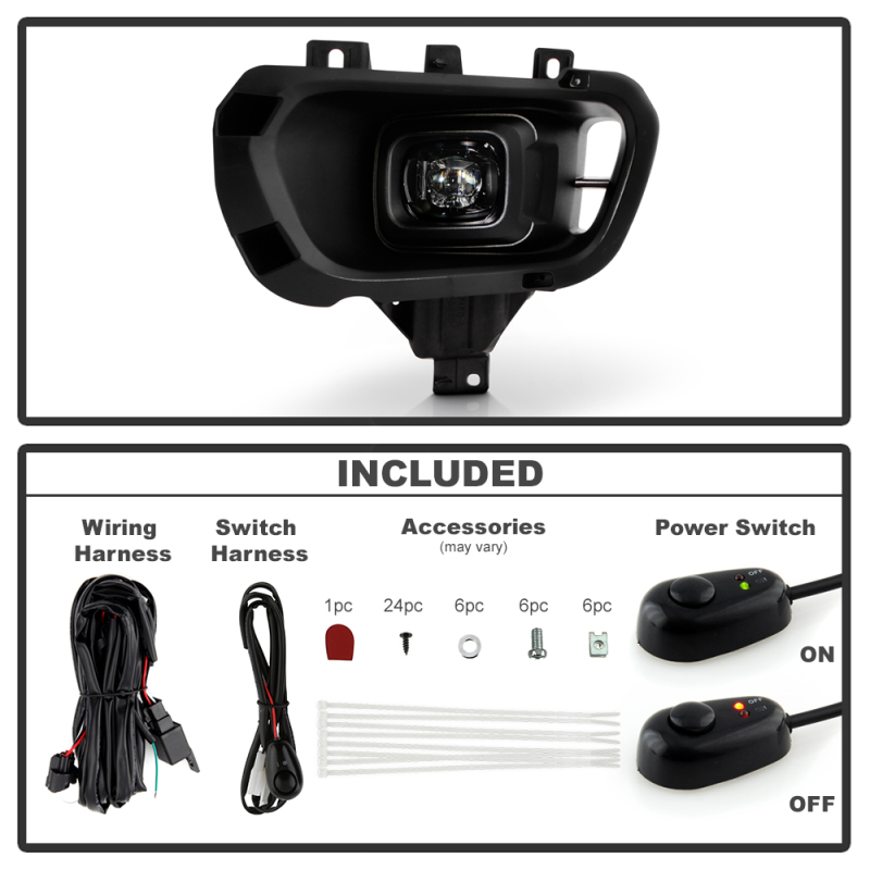 Ford Ranger Fog Lights - SPYDER - Full LED OEM Style w/Switch - Clear - `19-`23