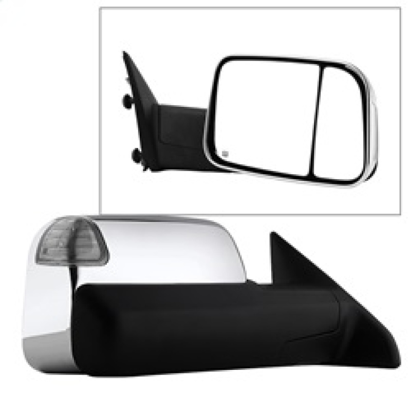 Ram 1500 Side Mirror - Right - SPYDER - Manual Extendable + Power Heated/Adjustable + LED Turn Signal + Chrome Housing - Chrome - `11-`12