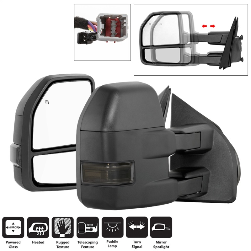 Ford F-150 Side Mirrors - SPYDER - Heated LED Telescoping - Smoke - `15-`17 Ford F-150 Side Mirrors - SPYDER - Heated LED Telescoping - Smoke - `15-`17