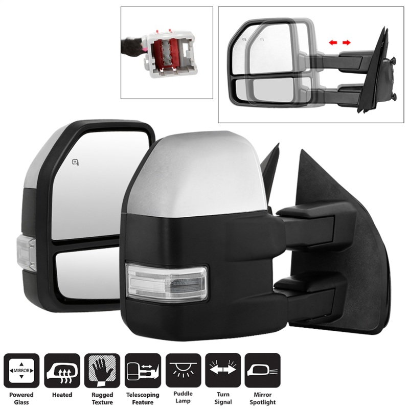 Ford F-150 Side Mirrors - SPYDER - Heated LED Telescoping - Clear - `15-`17 Ford F-150 Side Mirrors - SPYDER - Heated LED Telescoping - Clear - `15-`17