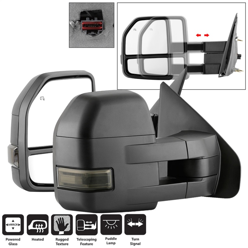 Ford F-150 Side Mirrors - SPYDER - Heated LED Telescoping - Smoke - `04-`14 Ford F-150 Side Mirrors - SPYDER - Heated LED Telescoping - Smoke - `04-`14