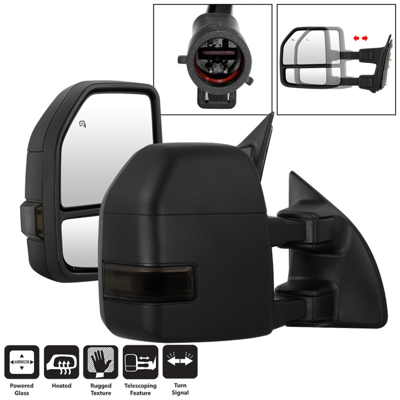 Ford Super Duty Side Mirrors - SPYDER - Heated LED Signal - Smoke - `99-`07 Ford Super Duty Side Mirrors - SPYDER - Heated LED Signal - Smoke - `99-`07