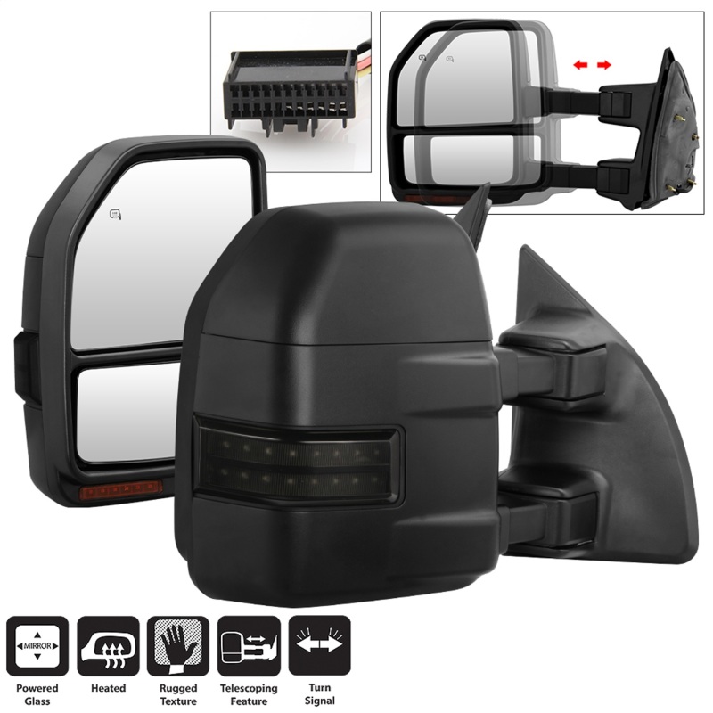 Ford F-250 SD Side Mirror Set - SPYDER - Heated Adjustable LED Signal - Smoke - `08-`15 Ford F-250 SD Side Mirror Set - SPYDER - Heated Adjustable LED Signal - Smoke - `08-`15