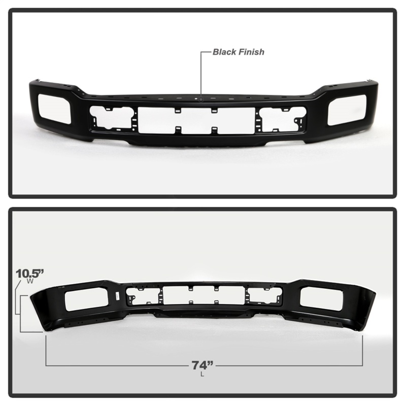 Ford F150 Bumper - Front - SPYDER - w/Fog Lights Hole - Black - `18-`20