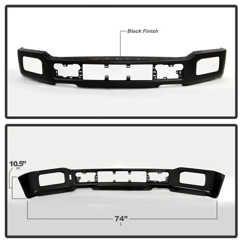 Ford F150 Bumper - Front - SPYDER - w/Fog Lights Hole - Black - `18-`20