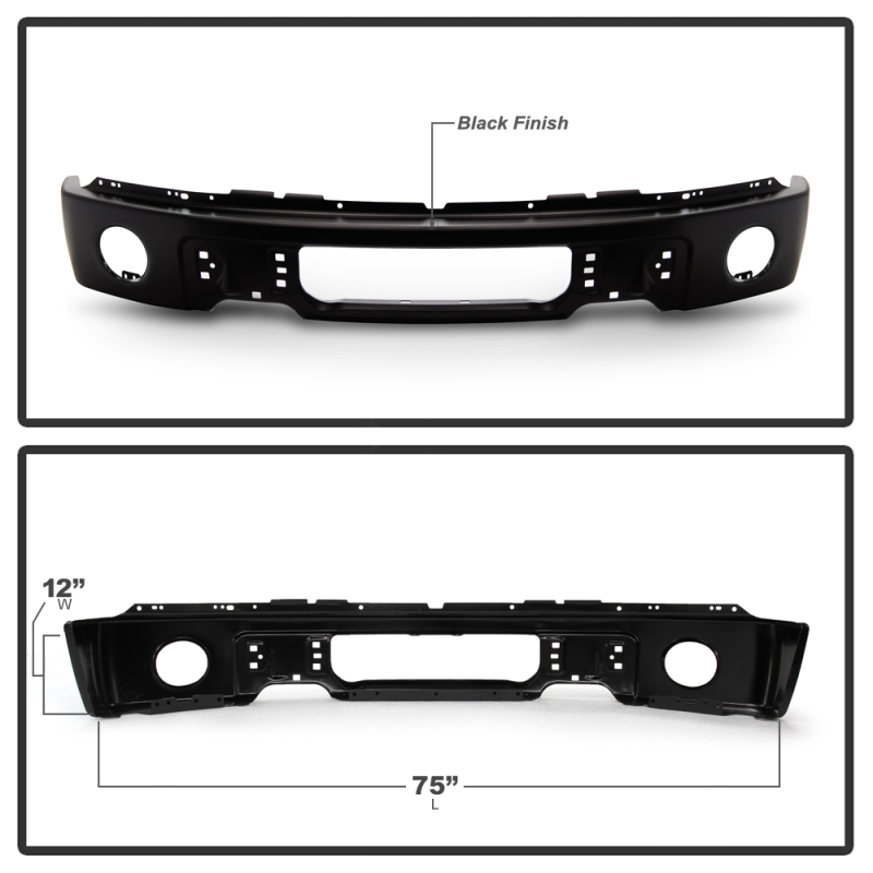 Ford F150 Bumper - Front - SPYDER - w/Fog Light Hole - Black - `09-`14