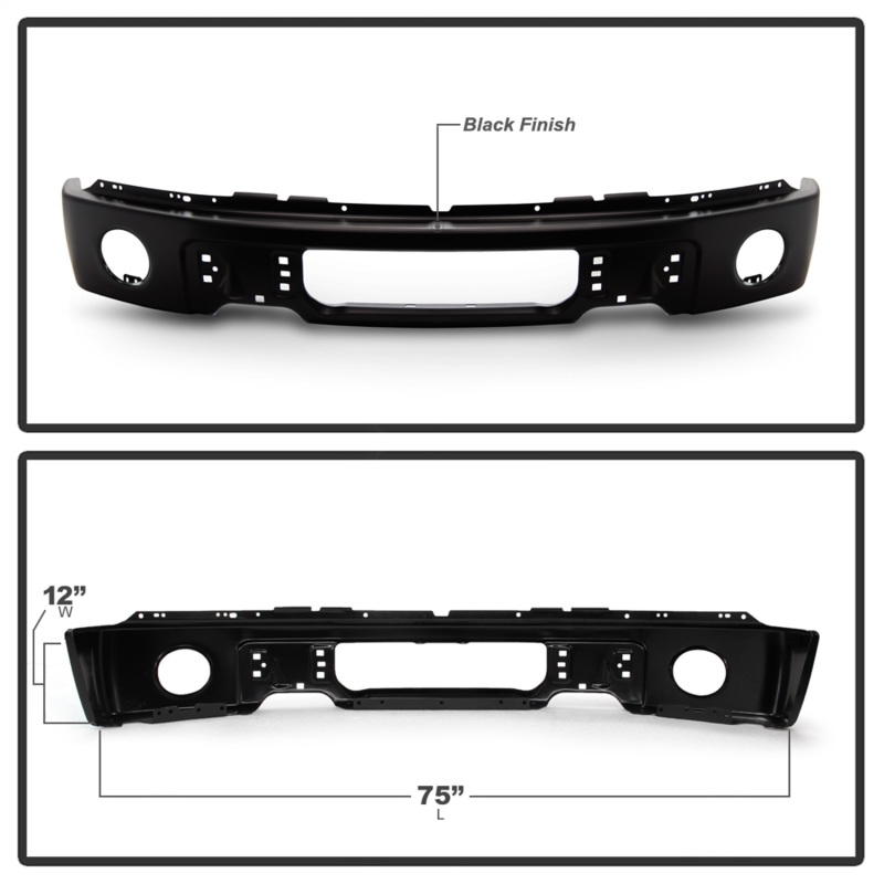 Ford F150 Bumper - Front - SPYDER - w/Fog Light Hole - Black - `09-`14