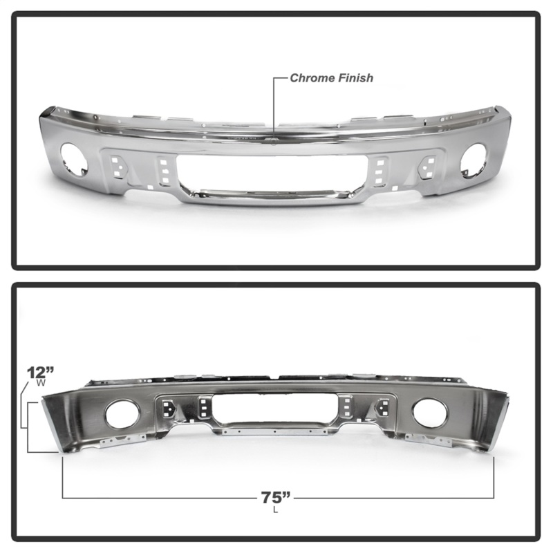 Ford F150 Bumper - Front - SPYDER - w/Fog Light Hole - Chrome - `09-`14