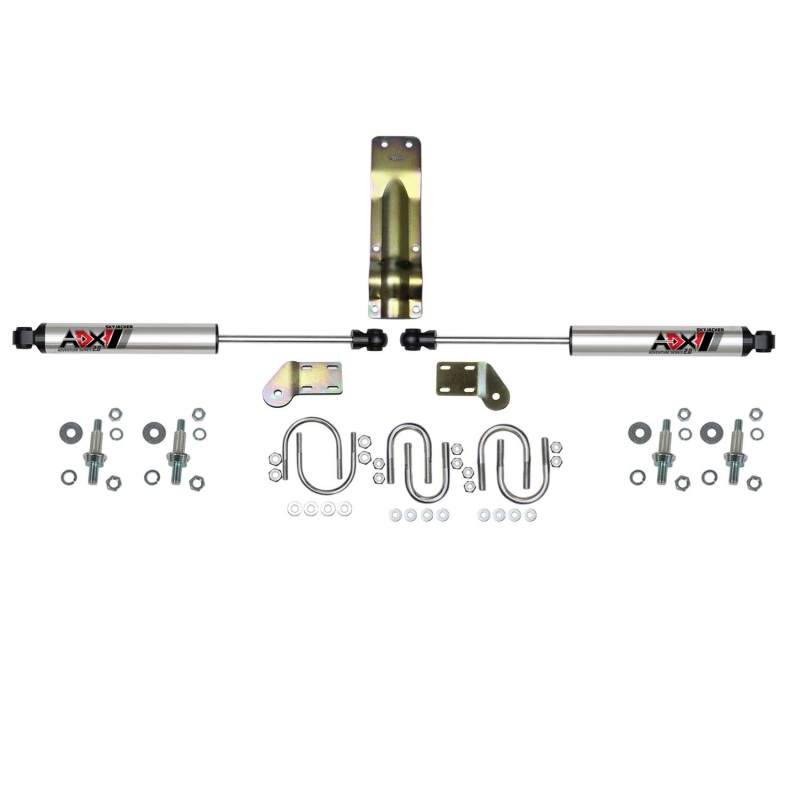 Dodge Ram 2500 Steering Stabilizer Kit - Skyjacker - ADX 2.0 Dual Stabilizer - Polished Aluminum - `98-`02