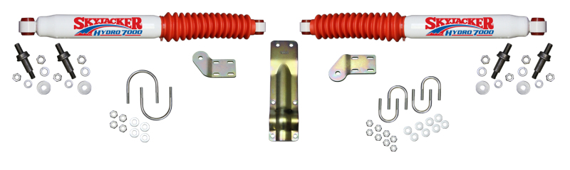 Ford F-350 Steering Damper Kit - Skyjacker - Dual Stabilizer Kit - White with Red - `05-`17