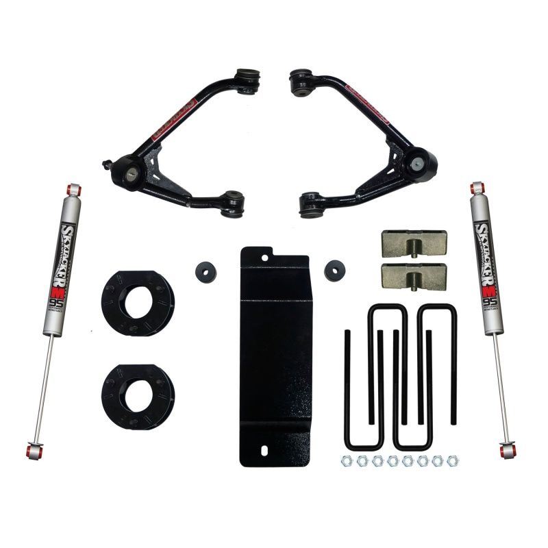 Chevrolet 1500 Suspension Lift Kit - Skyjacker - Upper Control Arm, Rear Monotube M9500 Shocks - `07-`13