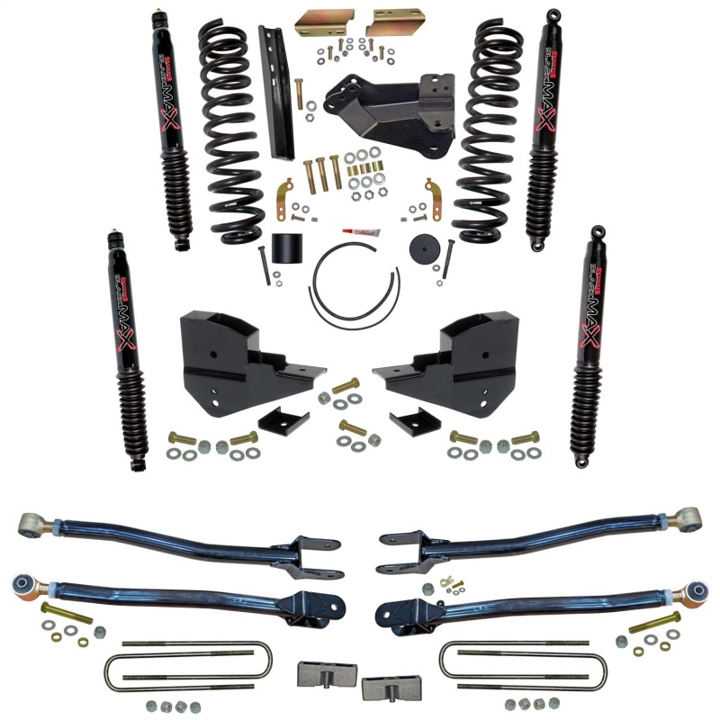 Ford F-250 Suspension Lift Kit - Front + Rear - Skyjacker - 4-Link Conversion + Black MAX Shocks - 2023+
