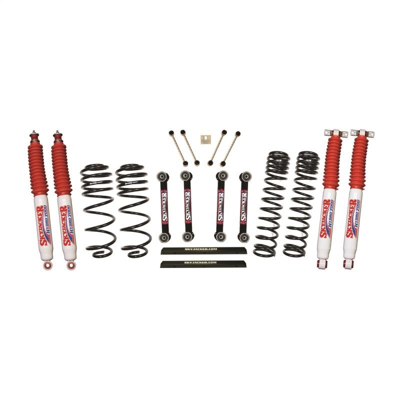 Jeep TJ Suspension Lift Kit - Skyjacker - 4in D-Rate Long Travel with OE FR/RR Lower Links/Hydro 7000 Shocks - `03-`06
