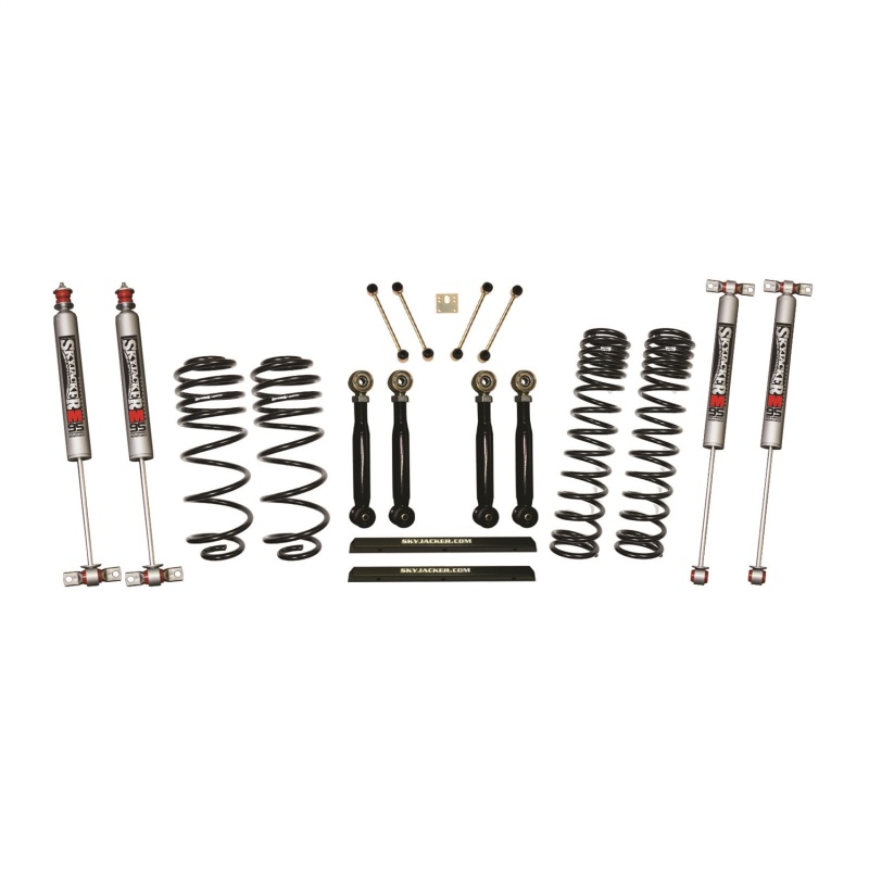 Jeep TJ Suspension Lift Kit - Skyjacker - 4in D-Rate Long Travel Kit w/ Adjustable Front/Rear Lower Flex Links/M95 Monotube Shocks - `03-`06