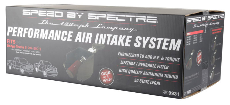 Dodge RAM 1500 Performance Air Intake - Spectre - Cold Air - Polished w/Red Filter - `94-`01