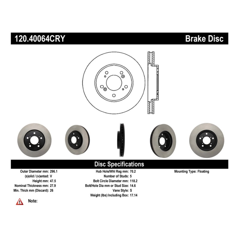 Honda Odyssey Brake Rotors (2) - Front - Stoptech - Premium Cryostop + Drilled - Black E-Coat - `05-`10