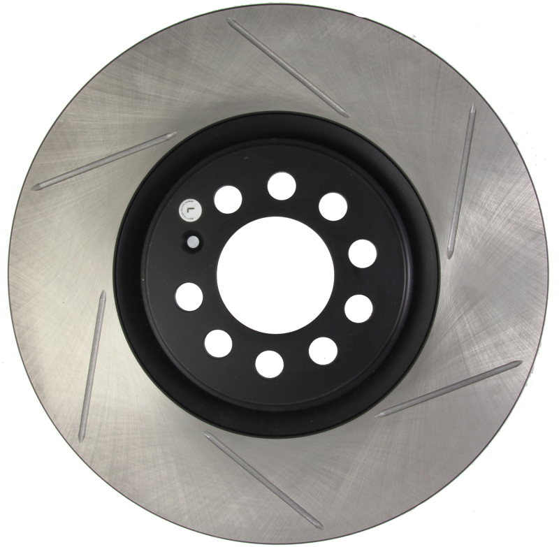 Volkswagen Polo Brake Rotor (1) - Front Left - Stoptech - Slotted Sport - Black - `17-`18