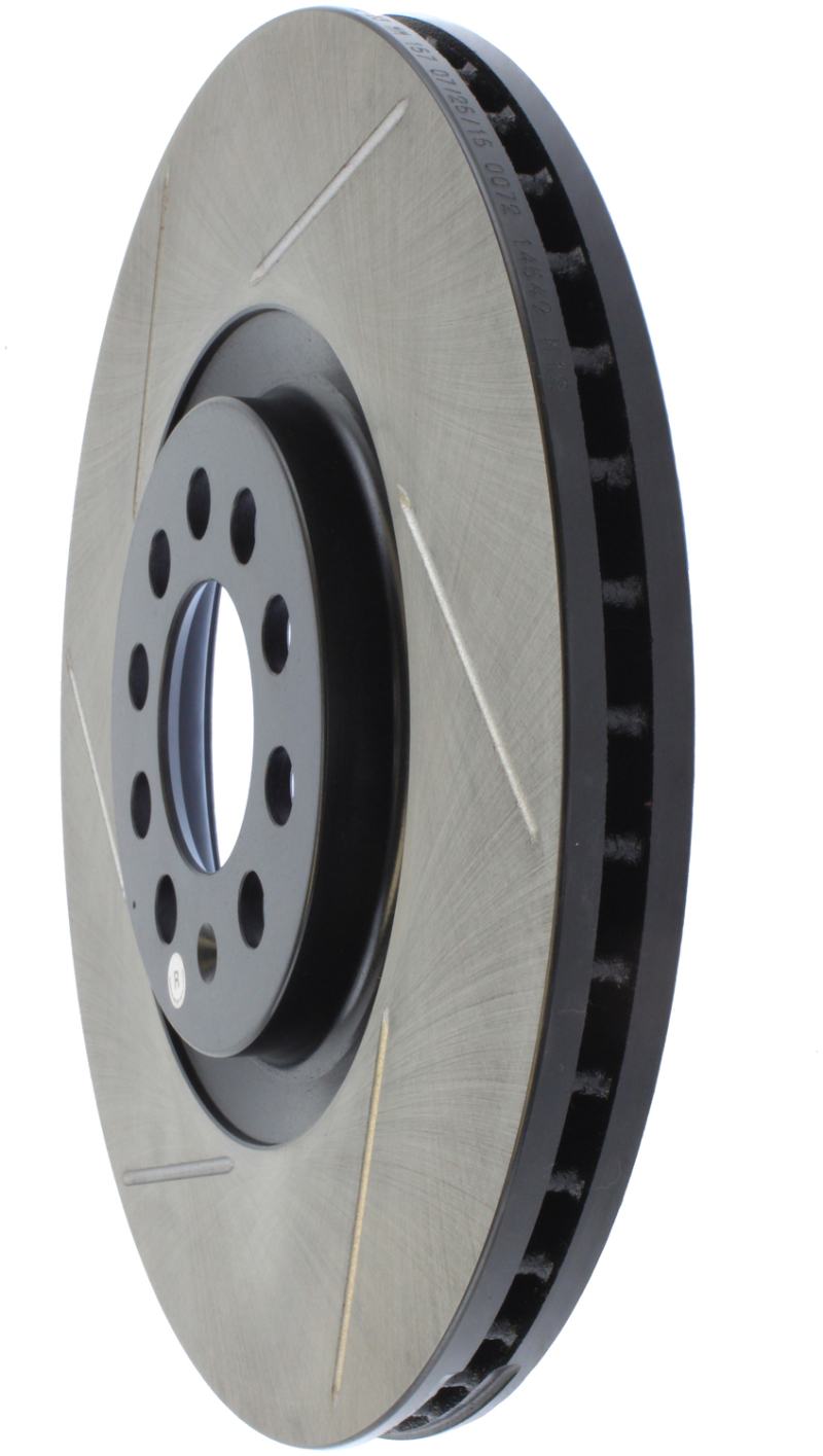 Audi S3 Brake Rotor (1) - Front Right - Stoptech - Slotted Sport - Black - `00-`03