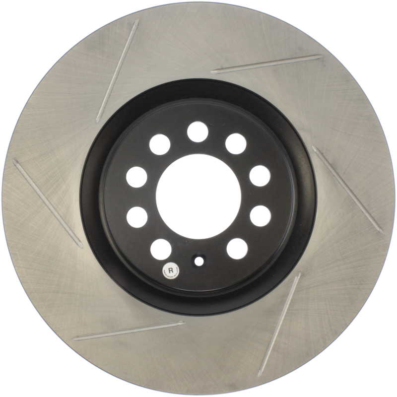 Volkswagen Polo Brake Rotor (1) - Front Right - Stoptech - Slotted Sport - Black - `17-`18