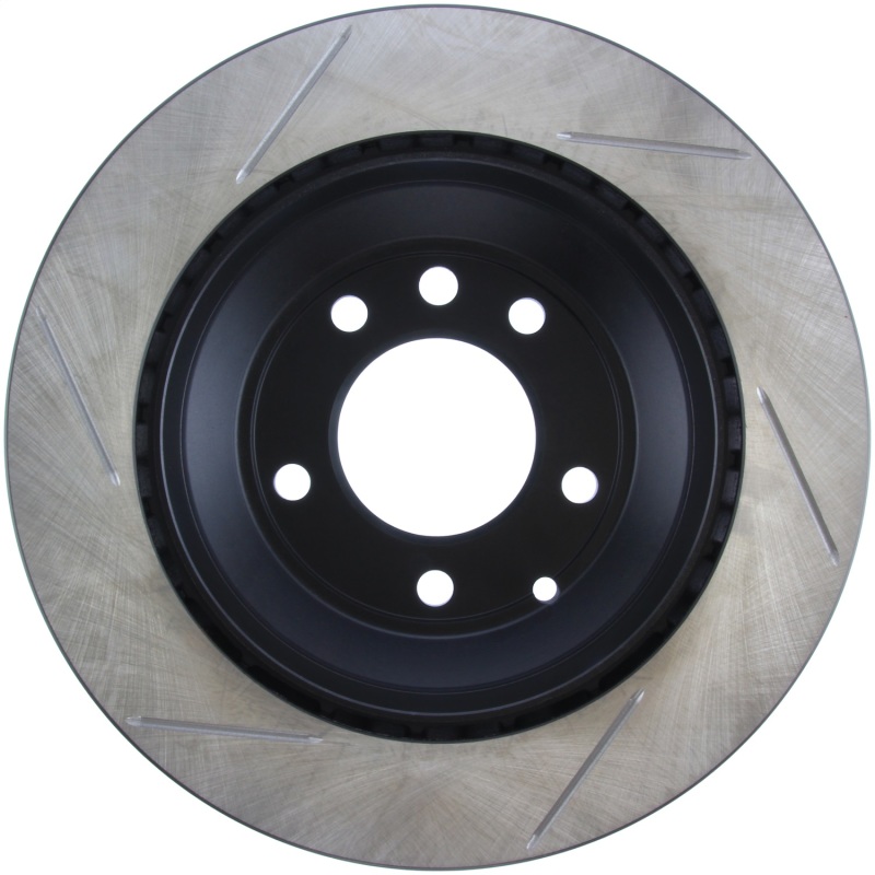 Volkswagen Touareg Brake Rotor (1) - Rear Left - Stoptech - Slotted Sport with e-coating - Black - `04-`18