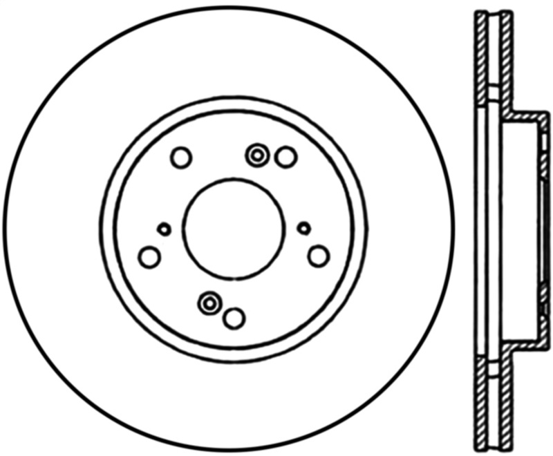 Acura CSX Brake Rotor (1) - Front Left - Stoptech - Cryo Slotted - Black - `06-`11