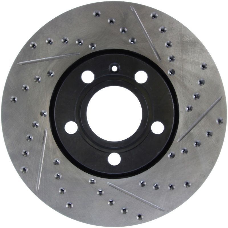 Audi A4 Brake Rotor (1) - Front Left - Stoptech - Drilled/Slotted - Black - `96-`08