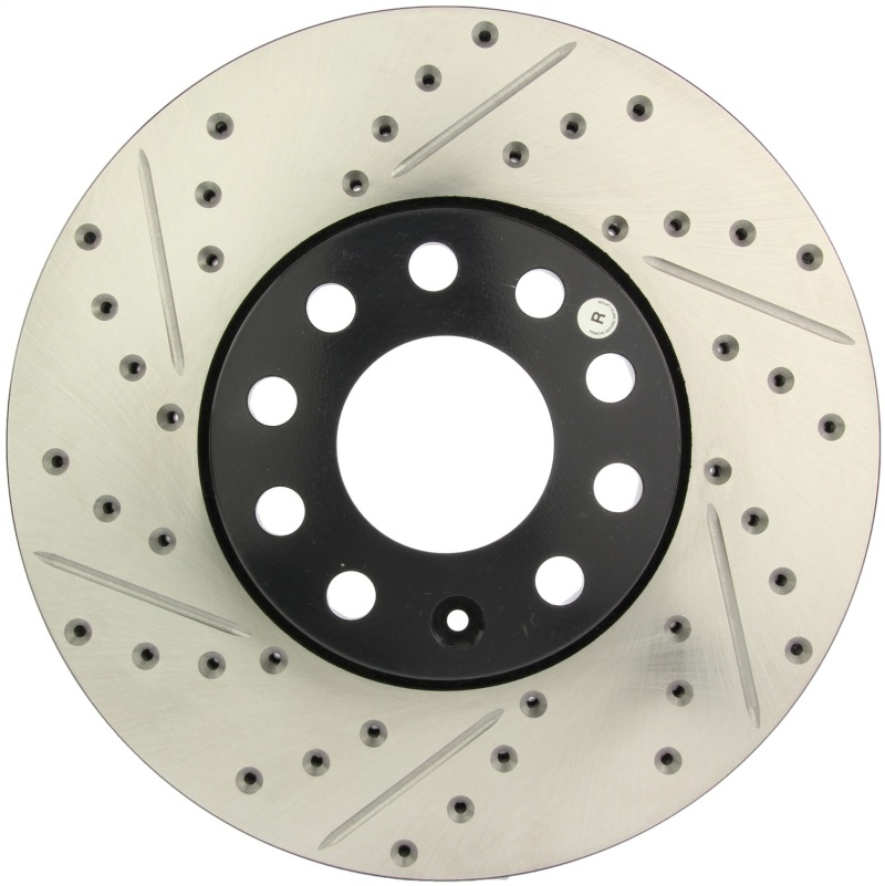 Audi A4 Quattro Brake Rotor (1) - Front Right - Stoptech - Slotted/Drilled - Black - `96-`04