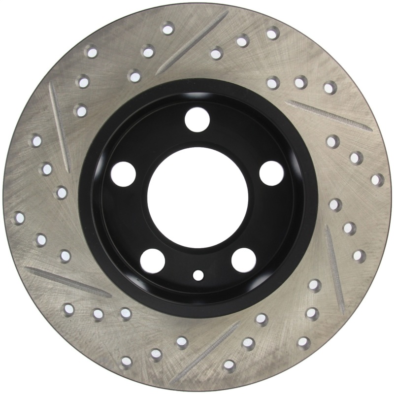 Volkswagen Golf City Brake Rotor (2) - Rear Left - Stoptech - Slotted & Drilled - Black - `07-`10