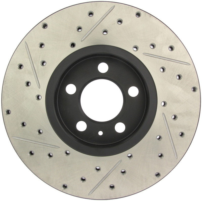 Volkswagen Jetta Brake Rotor (1) - Front Left - Stoptech - Slotted & Drilled - Black - `98-`05