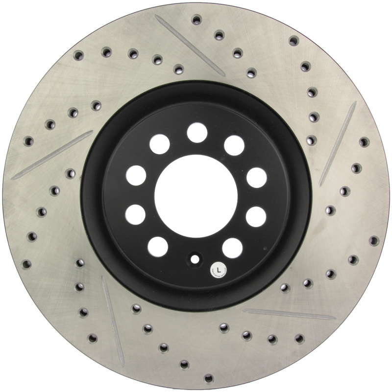 Audi TT Quattro Brake Rotor (1) - Front Left - Stoptech - Slotted & Drilled Sport - Black - `00-`07