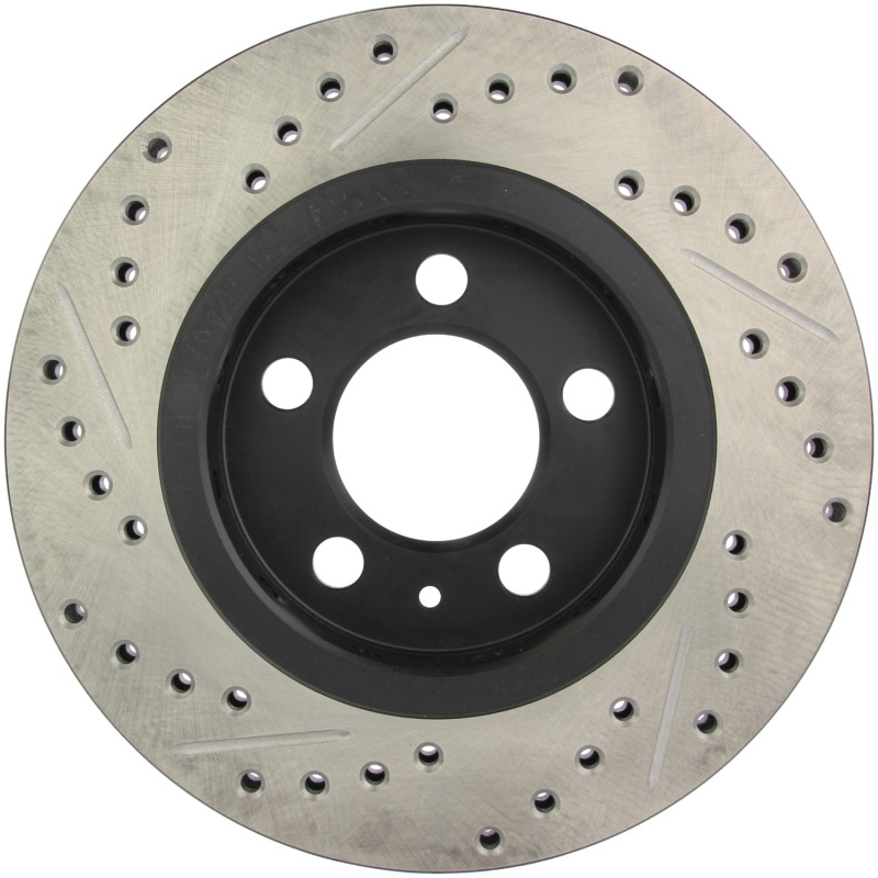 Volkswagen Golf Brake Rotors (1) - Rear Left - Stoptech - Slotted & Drilled, E-Coated - Black - `02-`06