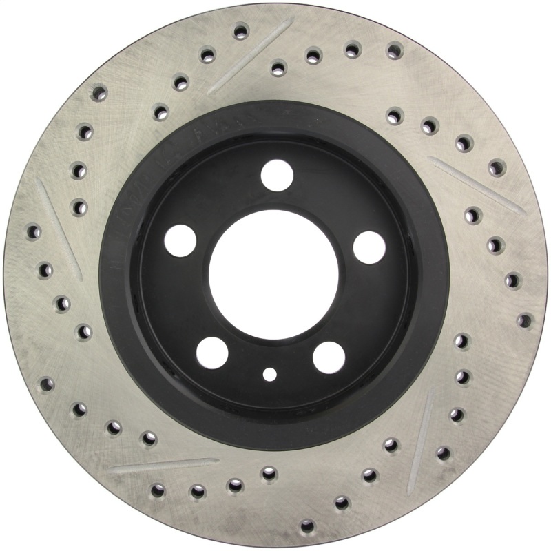 Volkswagen Golf Brake Rotors (1) - Rear Left - Stoptech - Slotted & Drilled, E-Coated - Black - `02-`06