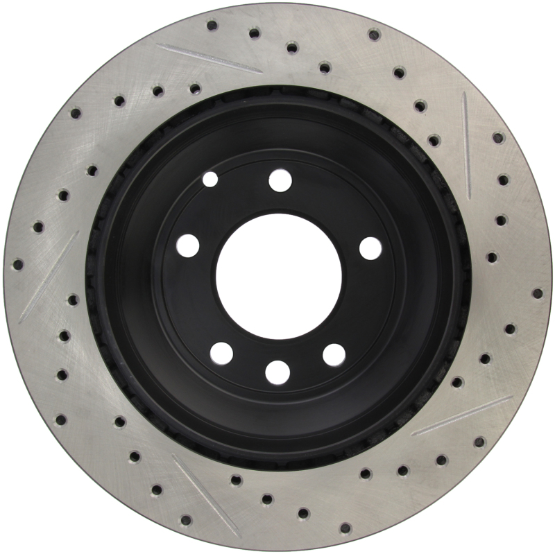Volkswagen Touareg Brake Rotor (1) - Rear Right - Stoptech - Slotted & Drilled - Black - `04-`18