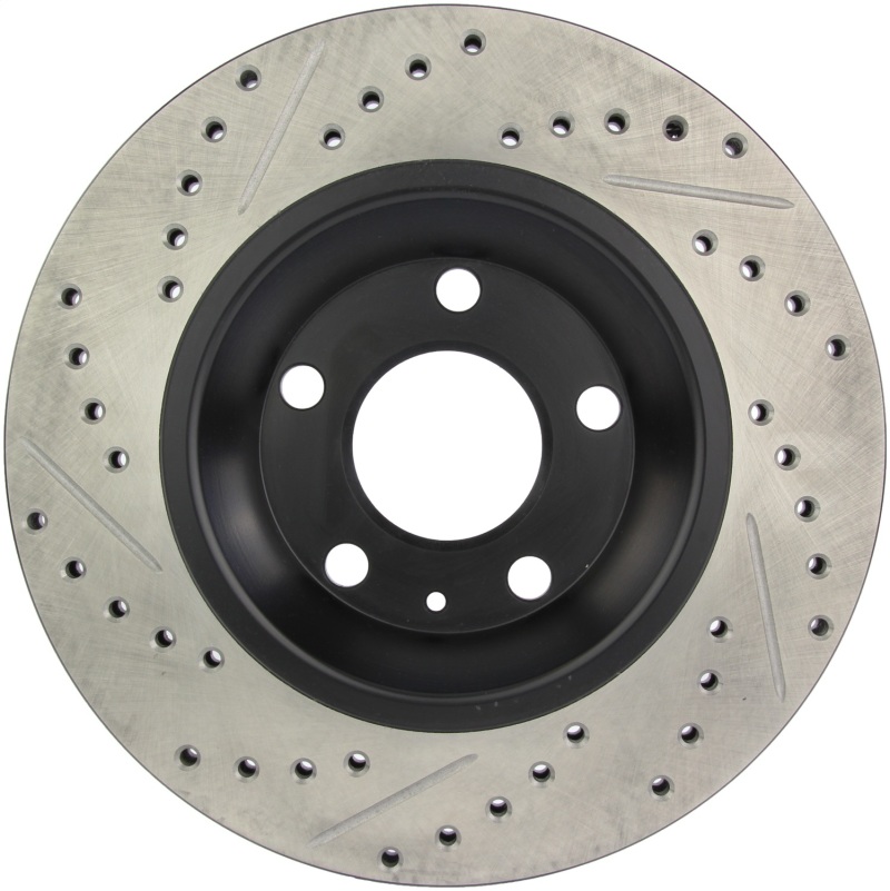 Audi S4 Brake Rotor (1) - Rear Left - Stoptech - Drilled & Slotted - Black - `04-`09