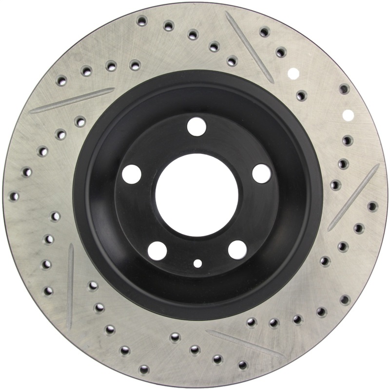 Audi S4 Brake Rotor (1) - Rear Right - Stoptech - Slotted/Drilled - Black - `04-`09