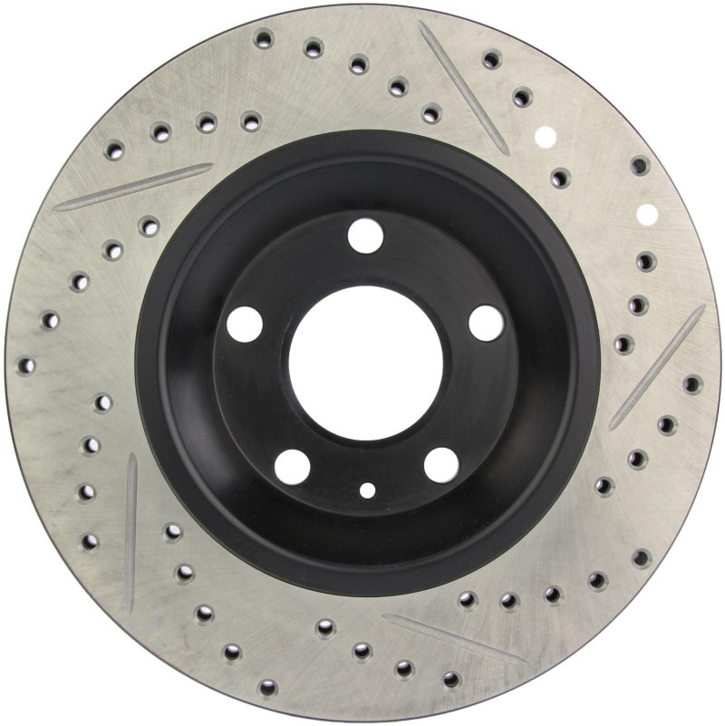 Audi S4 Brake Rotor (1) - Rear Right - Stoptech - Slotted/Drilled - Black - `04-`09