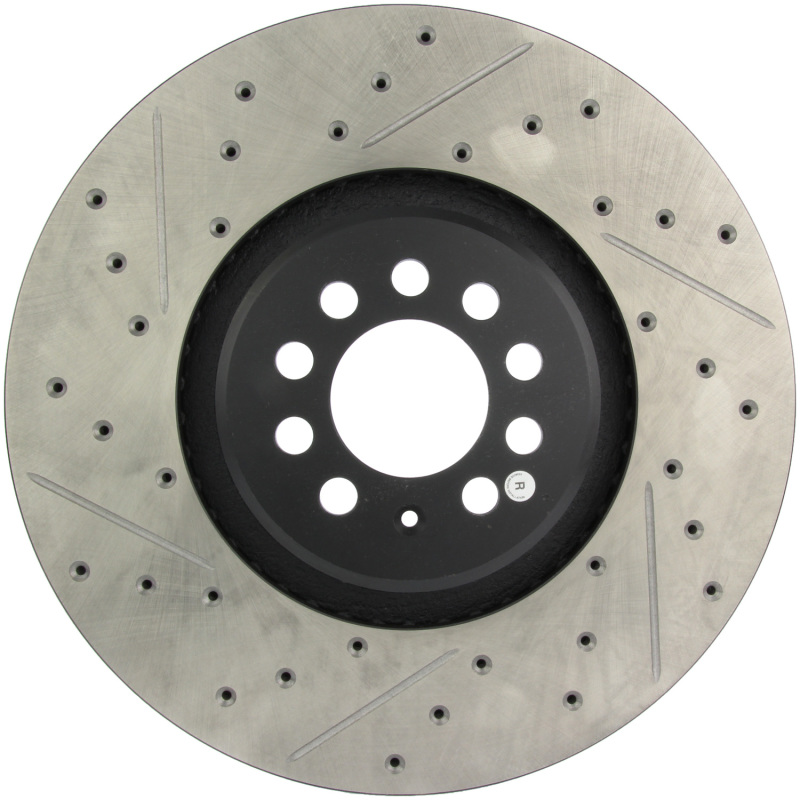 Audi TT Quattro Brake Rotor (1) - Front Right - Stoptech - Slotted & Drilled Sport - Black - `04-`06