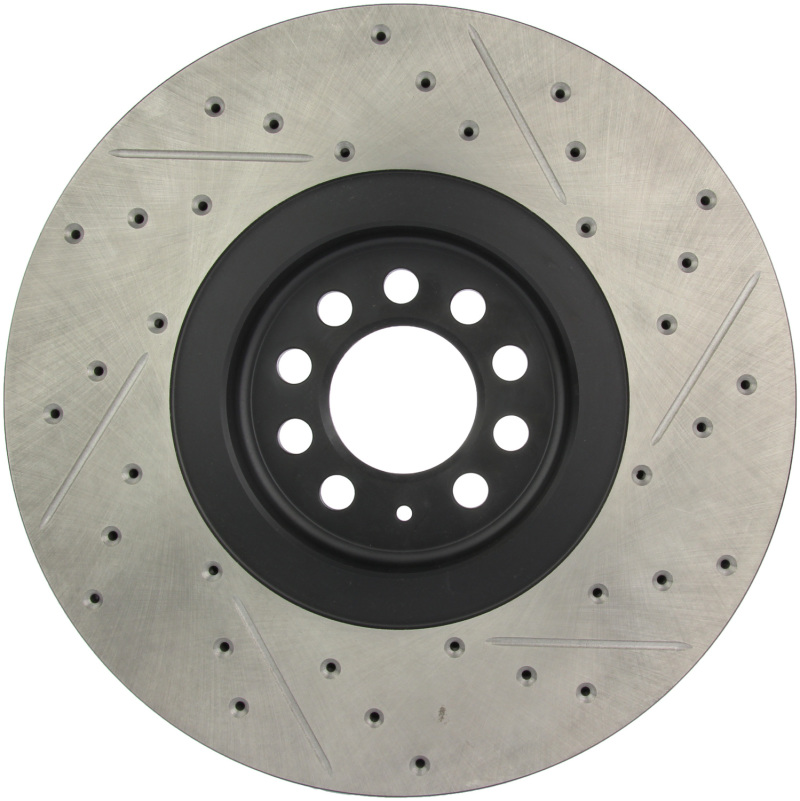 Audi TT Quattro Brake Rotor (1) - Front Right - Stoptech - Slotted & Drilled Sport - Black - `04-`06