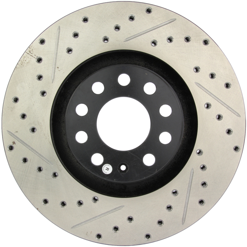 Audi A6 Quattro Brake Rotor (1) - Front Right - Stoptech - Drilled & Slotted - Black - `99-`04