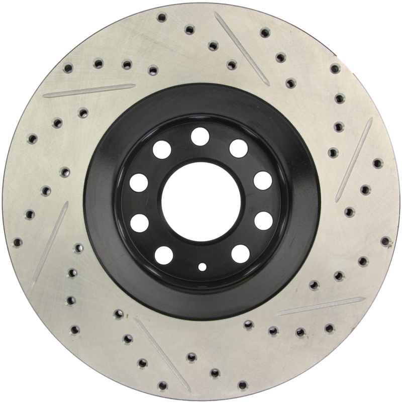 Audi S4 Brake Rotor (1) - Front Right - Stoptech - Drilled & Slotted - Black - `00-`02