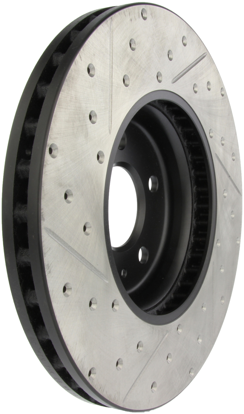 Audi A5 Brake Rotor (1) - Front Left - Stoptech - Sport Drilled & Slotted - Black - `10-`11