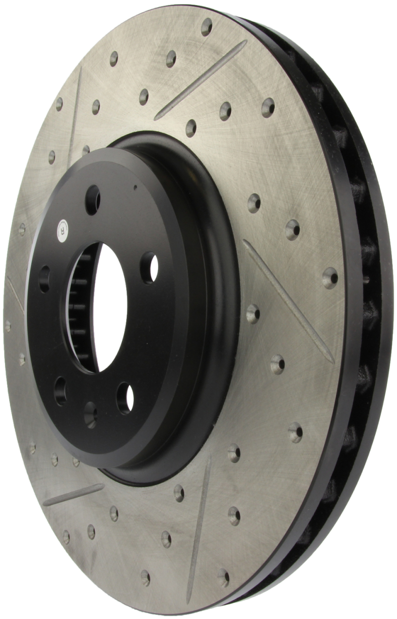 Audi A4 Brake Rotor (1) - Front Right - Stoptech - Sport Drilled & Slotted - Black - `09-`11
