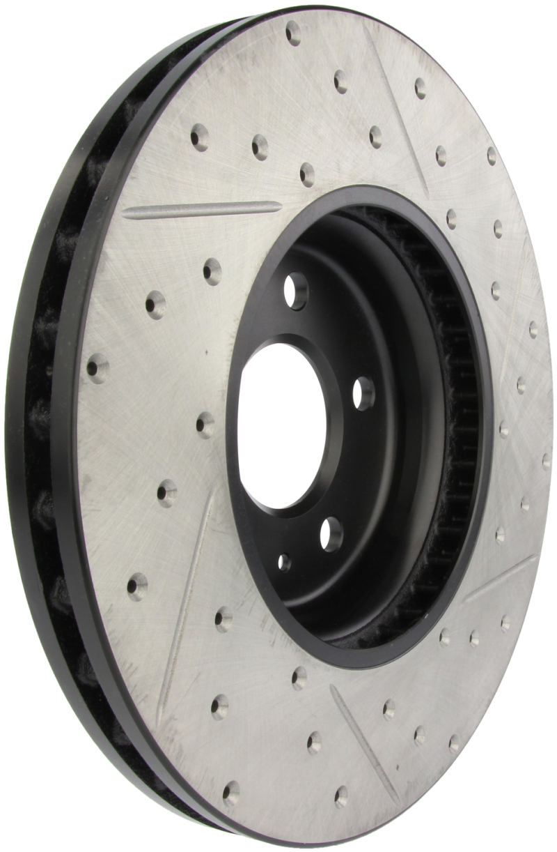 Audi A5 Brake Rotor (1) - Front Right - Stoptech - Sport Drilled & Slotted - Black - `10-`11