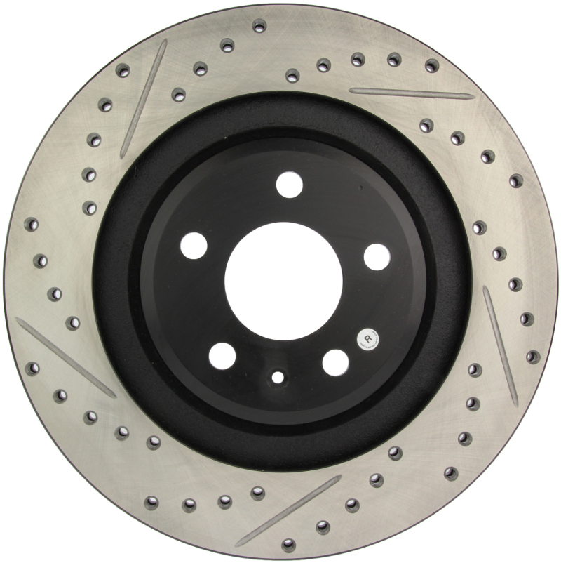 Audi S4 Brake Rotors (2) - Rear Right - Stoptech - Drilled/Slotted - Black - 2010